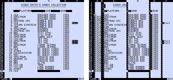 S/800 Worksheet Mode